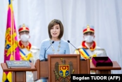 Maia Sandu, la ceremonia de inaugurare în funcția de președinte din 24 decembrie, 2020.