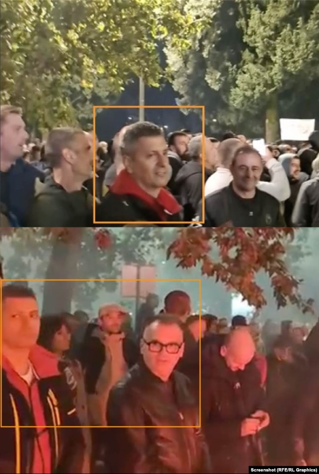 Zoran Ushqumliq and Goran Milliq në protestat në Beograd.