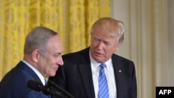 U.S. President Donald Trump (right) and Israeli Prime Minister Benjamin Netanyahu at the White House last month.