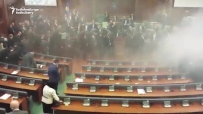 Tear Gas Again Disrupts Kosovo's Parliament