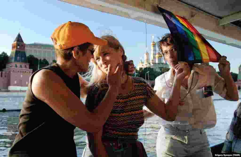 Gay women on a cruise in Moscow in 2005