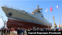 Спуск на воду патрульного корабля «Сергей Котов». Керчь, 29 января 2021 года