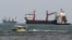 Vessels are seen in the Strait of Hormuz, off the port city of Bandar Abbas in southern Iran.