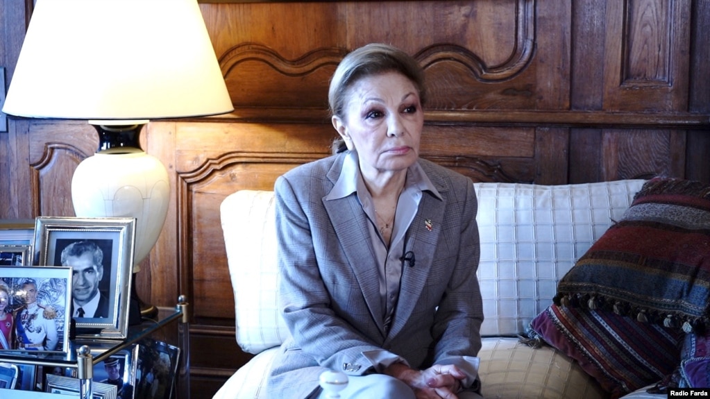 Iran's former Queen Farah Pahlavi in an interview with Radio Farda. File photo