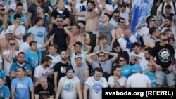 Russian fans of the Zenit soccer team based in St. Petersburg. 