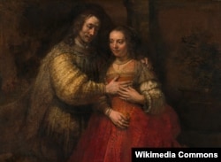 Репродукция картины Рембрандта "Еврейская невеста", 1665