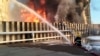 Російські пожежники гасять нафтовий резервуар в Азовському районі Ростовської області Росії, 18 червня 2024 року