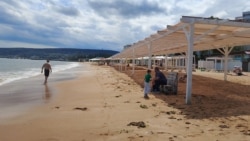 The empty beaches of Feodosia, Crimea, in July.