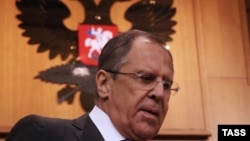 Сергей Лавров на пресс-конференции в Москве 21 января 2015 г.