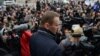 Russia -- Opposition leader Alexei Navalny speaks to journalists after a meeting of the Leninsky district court of the city of Kirov, which postponed the hearing for a week on charges of embezzlement in "Kirovles", 17Apr2013