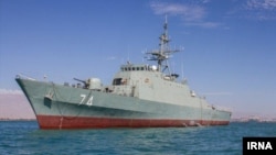 The Iranian frigate Sahand capsized during repairs in Bandar Abbas, state media said on July 7. (file photo).