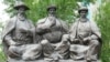 Kazakhstan - Monument to Kazakh historic figures -Kazybek bi, Tole bi and Aiteke bi in front of city court. Astana, 16Jun2009