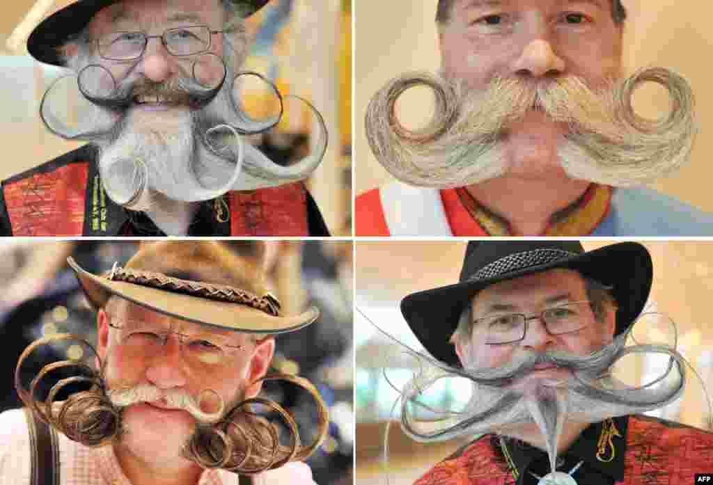 Images of entrants in Germany&#39;s beard championships in Pforzheim in southern Germany. (AFP/Uli Deck)