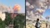 Скриншоты видео со взрывом в Арыси и убегающими из города жителями. 24 июня 2019 года.