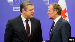 Դոնալդ Տուսկ և Գիորգի Կվիրիկաշվիլի, Բրյուսել, 9-ը փետրվարի, 2016թ.