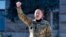 Azerbaijani President Ilham Aliyev delivers a speech during a parade in Khankendi, also known by Armenians as Stepanakert, Nagorno-Karabakh, on November 8.