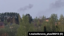 Дым в Наро-Фоминске после предполагаемой атаки на центр МО