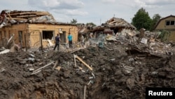 რუსეთის სარაკეტო იერიშით განადგურებული სახლები პოკროვსკში. 24 ივნისი, 2024 წელი 