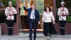 President Rumen Radev meets anti government protesters Sofia, Bulgaria