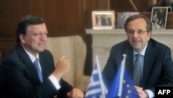 Прем’єр-міністр Андоніс Самарас (праворуч) та президент Європейської комісії Жозе Мануель Баррозу, Афіни, 26 липня 2012 року