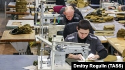 Prisoners sewing caps at a correctional facility in the city of Volgograd. 