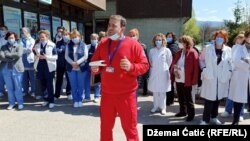 Štrajk upozorenja zdravstvenih radnika u Bihaću, 16. april, 2021. 