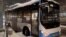 Armenia - An empty public bus is parked in the center of Yerevan amid heavy snowfall, February 20, 2025.
