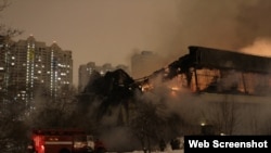 Пожар в библиотеке ИНИОН. Москва, 30.01.2015