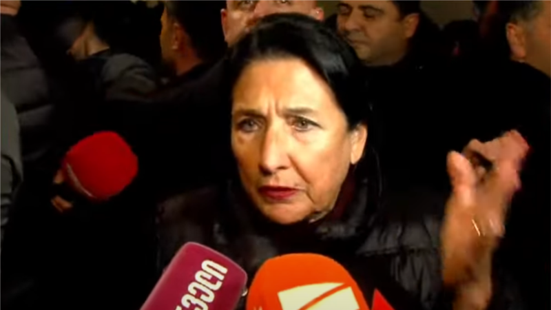 პრეზიდენტი პარლამენტთან შეკრებილ აქციის მონაწილეებთან მივიდა