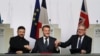 Ukraine's President Volodymyr Zelensky, France's President Emmanuel Macron and Britain's Prime Minister Keir Starmer, Paris, on January 6, 2026