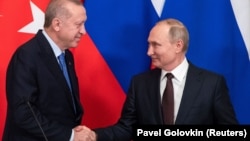 Президенты Эрдоган и Путин на встрече в Москве, 05.03.2020