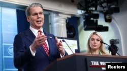 US Treasury Secretary Scott Bessent speaks during a press briefing at the White House on April 15 where he announced the end of a "general license" for Russian oil that was already in transit before mid-March.