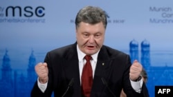 Президент України Петро Порошенко під час виступу на Мюнхенської конференції з питань безпеки в лютому 2015 року