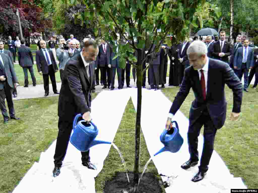 Predsednici Azerbejdžana Ilham Aliev i Srbije Boris Tadić na otvaranju parka