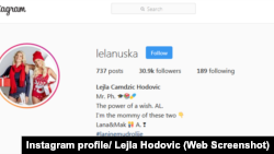 Instagram profil Lejle Hodović