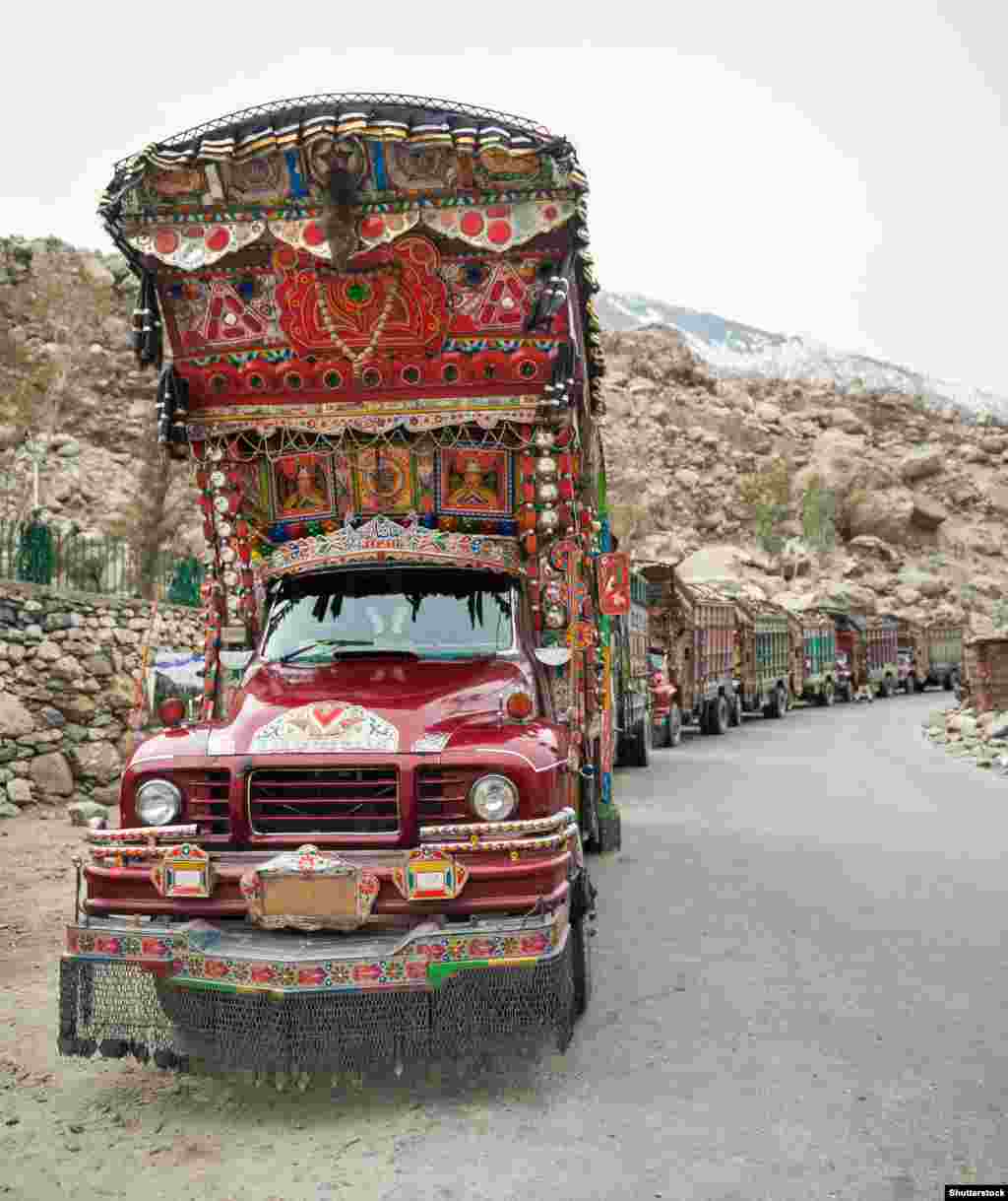 Aerodynamics take a backseat to aesthetics on Pakistan's highways. 