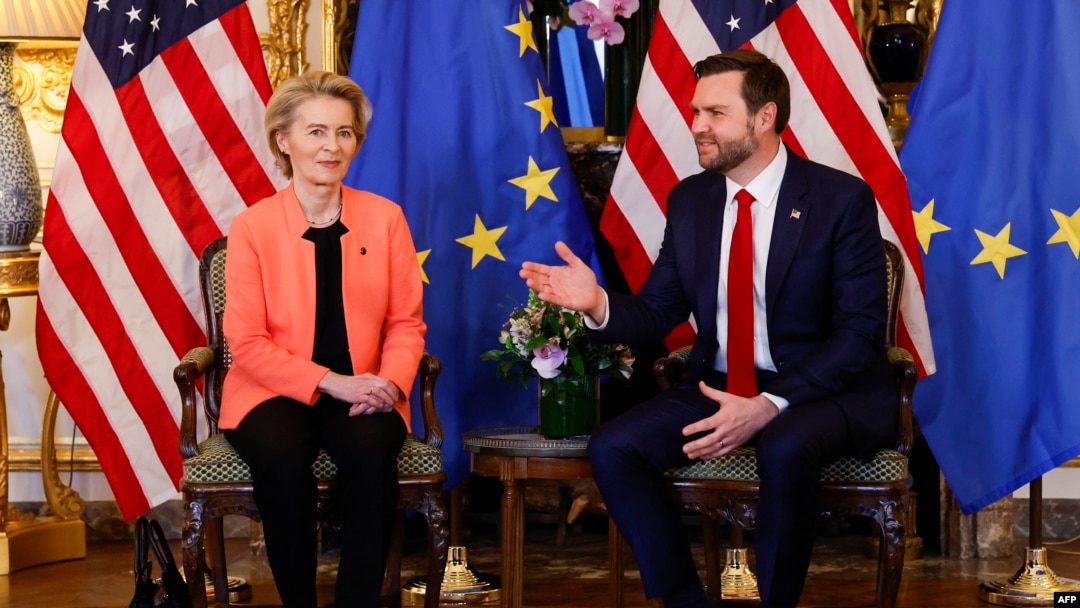 Întâlnire între vicepreședintele SUA, JD Vance, și președintele Comisiei Europene, Ursula von der Leyen - Paris, 11 februarie 2025.