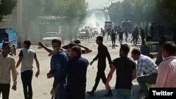 Victims of the HIV virus and their relatives protest in Lordegan, Iran, blaming the ministry of health for infecting them. October 5, 2019