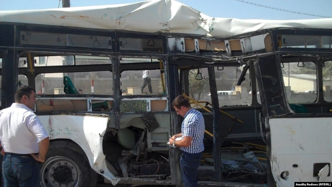 Azerbaijan. Baku. Train and bus crash in Baku. Lokbatan
