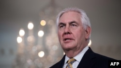 U.S. Secretary of State Rex Tillerson speaks to the press before meeting the Saudi Foreign Minister at the State Department in Washington on March 23.