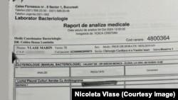 Un raport de analize paraclinice din 6 octombrie 2024 ale pacientului Marin Vlase arată că era infectat cu Stafilococ auriu.