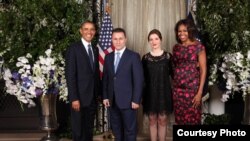 Претседателот на САД Барак Обама и премиерот Никола Груевски со сопругите на приемот што го приреди претседателот на САД за лидерите на земјите учесници на 68. Генерално собрание на ОН.