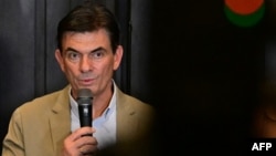 Bolivia's center right President-elect Rodrigo Paz of the Christian Democratic Party holds a press conference a day after the presidential election runoff in La Paz on October 20.