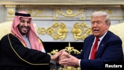 US President Donald Trump meets Saudi Crown Prince Mohammed bin Salman at the White House in Washington in November 2025.