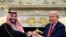 دونالد ترمپ، رئیس جمهور ایالات متحدۀ امریکا، با محمد بن سلمان، ولیعهد عربستان سعودی در قصر سفید، واشنگتن نوامبر ۲۰۲۵ (آرشیف)