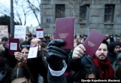 Protesta e studentëve para Gjykatës Kushtetuese në Beograd, 12 janar 2025.