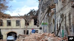 Разрушенные мощным землетрясением здания в Хорватии.