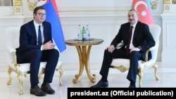 Aleksandar Vučić i Ilham Alijev predsednici Srbije i Azerbejdžana, tokom susreta u Bakuu 21. maja 2018. 