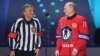 Russian President Vladimir Putin (right) and IIHF President Rene Fasel attend the opening ceremony of the Night Hockey League in Sochi in May 2021.