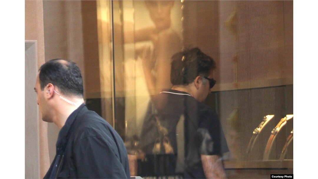 Saakashvili browses the offerings at Officine Panerai, where the cheapest watches are usually a few thousand dollars. (Photo courtesy of "Alia")